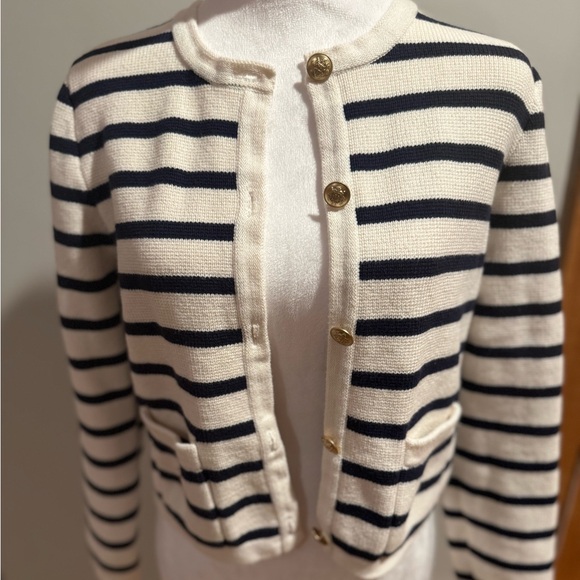 J.Crew Natural/Navy Emilie Sweater Lady Jacket, M - Picture 3 of 5